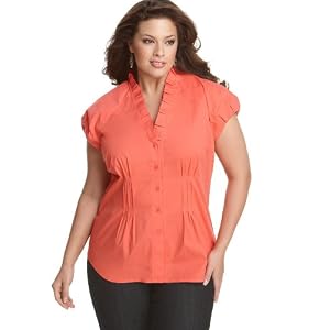 Buy AK Anne Klein Plus Size Shirt, Cap Sleeve Pleated Ruffled by Anne Klein New York