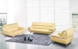 3PC CONTEMPORARY MODERN LEATHER SOFA SET #AM-010-D-IVORY