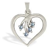 14K White Gold Genuine Round Aquamarine Pendant