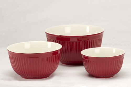 Simsbury Red Mixing Bowls, 3 PCS Set