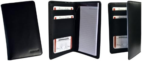 Leather Diary Note Pad Id Holder Storage Writing Pad Pen Holder Wallet Organizer Journal St-7001 (Black)