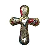Celestial New Age Design Pewter Cross Pin with Color