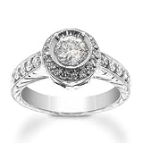 1.0 ct. t.w. Round Diamond Ring With Pave Diamonds In Platinum. Size 7