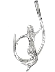 CleverSilvers Sterling Silver Pendant Mermaid and Fish Hook