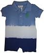 Infant Boy's Ralph Lauren Polo Short Sleeve Baby Rompler Blue and White
