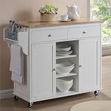 Baxton Studio Meryland White Modern Kitchen Island Cart
