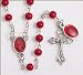 Blessed By Pope Benedit XVI Red Glass Beads Rosary Devine Mercy with Dangle Medal Rosary