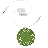 GTMax White 3.5mm Retractable Stereo Audio + Cup Pad for Apple iPhone4 /4S /3G /3G S , Apple iPad 2 WIFI+3G ; Samsung GALAXY S2 / SII I9100 , Galaxy S 4G , Epic 4G ; BlackBerry Torch 9800 , 8520 Curve , 8530 , Pearl 3G 9100 9105