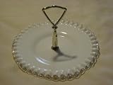 Vintage Fenton Milk Glass Handled Silver Crest / Silvercrest Crimped 8 1/2 Inch Candy Dish