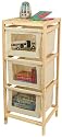Holz-Regal Schrank mit Schubladen aus Stoff ~ 3 Schubladen, 38,5x36x95cm