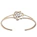 Sterling Silver with Pink Plating Flower and Heart Diamond Bangle Bracelet