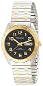 Pulsar Men's Expansion-Band Black Dial Two-Tone Watch #PXN148