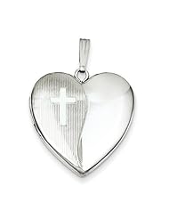 Sterling Silver 24mm Cross Design Heart Locket. Metal Wt- 5.09g