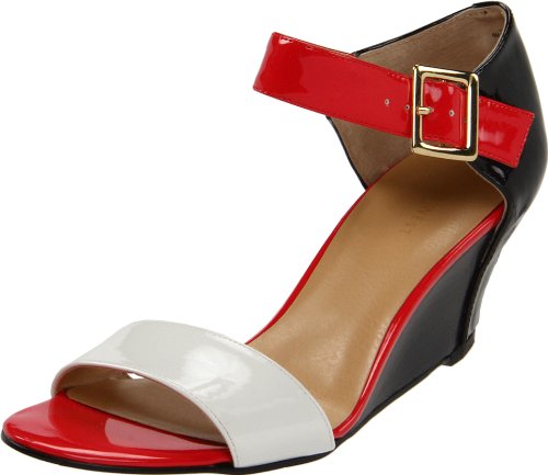 Nine West Women's Playitcool Wedge Sandal,Black/White Multi,11 M US