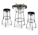 Metal Chrome Patio Dining Furniture Set Table & Stool