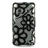 Silver Flower Lace Protector Case for Samsung Galaxy Prevail M820