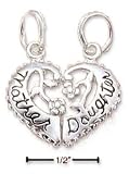 Sterling Silver Mother/ Daughter Split Heart Charm