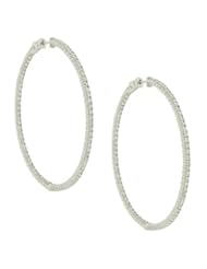 Ladies 55mm Round 4 prong Diamond Hoop Earrings 2.97ct