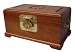 Chinese rosewood jewelry box chest with asian carving and brass accents, 10 x 6 x 5