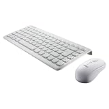 Perixx PERIDUO-707W PLUS, Wireless Mini Keyboard and Mouse - White - 12.60"x5.55"x0.98" Dimension - 2.4G - Nano Receiver Concealed Inside the Mouse- Up to 33 Ft Operating Range - On/Off Switch - Piano White Finish - 128 Bit AES Encryption (Personal Computers)