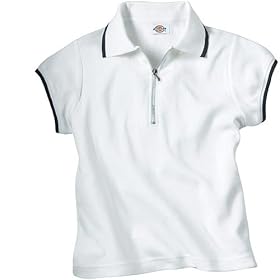 Dickies 4203 Girl's Interlock Zip Front Polo Top