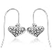 Sterling Silver Diamond Heart Wire Earrings