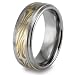 Gold-Plated Mokume Style Tungsten Carbide Ring (8.0mm) - Sizes 7 - 13