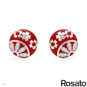 ROSATO Made in Italy Stunning Earrings With Cubic zirconia Red Enamel and 925 Sterling silver. Total item weight 12.5g Length 21mm