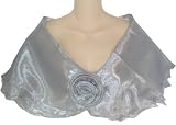 Sheer Silver Organza Lightweight Evening Wrap Capelet for Prom Wedding Bride