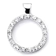 Sterling Silver Cubic Zirconia Rhodium Plated Round Pendant.