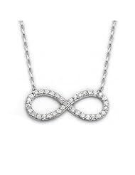 Queen Jewelers Sterling Silver CZ Infinity Symbol Necklace