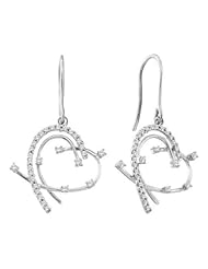 0.31 cttw 14k White Gold Diamond Heart Drop Earrings (Real Diamonds: 1/3 cttw)