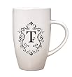 Monogram Elegant Initial 10oz. Ceramic Tapered Coffee Mug - T Monogram Elegant Initial 10oz. Ceramic Tapered Coffee Mug - T