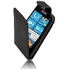 Samsung i8700 Omnia 7 Black Leather Flip Case Cover By iTechCover