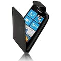 Samsung i8700 Omnia 7 Black Leather Flip Case Cover By iTechCover
