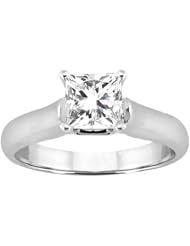 0.75 Ct Princess H/I I1 Diamond 14K White Gold Ring