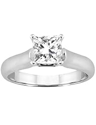 0.60 Ct Princess H/I I1 Diamond 14K White Gold Ring