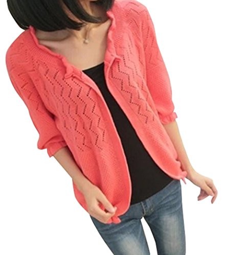 【ARINCO】 ニット カーディガン 5分丈 袖 バルーン 羽織れる カジュアル レディース 選べる 6色 フリー