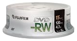 Fujifilm Media 25322006 DVD-RW 4.7GB 120 Minutes Disc 2X Storage Media - 15 Pack Spindle