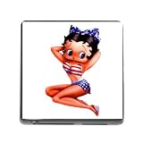 Memory Card Reader (SD, SDHC, SmartMedia, RS-MMC, MMCmobile, MMC, MMC Plus, Memory Stick Micro (M2) & Pro & Duo, MicroSD, and xD Picture Card) Square of Vintage Art Deco Betty Boop Wearing American Flag (U.S. United States)
