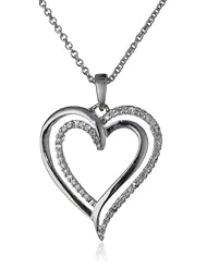 Sterling Silver Diamond Heart Pendant Necklace (1/10 cttw, I-J Color, I3 Clarity), 18"