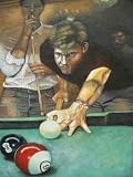 12X16 inch Figure Canvas Art Repro Pool Players In Gamble