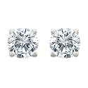 10k White Gold Round Diamond 4-Prong Stud Earrings (1/5 cttw, I-J Color, I3 Clarity)