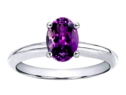 Childrens Toyshop  Jewelry : 1.25 cts Genuine Amethyst Solitaire Engagement Ring - 14kt White or Yellow Gold