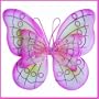 Double Layered Pink & Green Fairy Princess Butterfly Costume Dress-up Wings w/ Jeweled Center