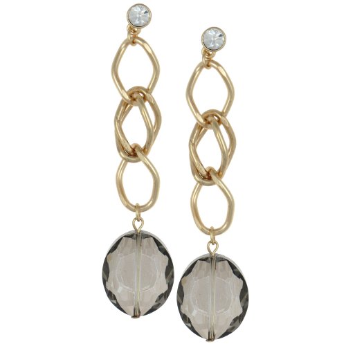 Capelli New York Linear Chain & Copper Costing Beads Earring Black Combo