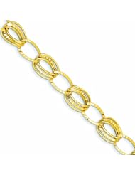 Genuine 14K Yellow Gold Polished And Textured Hollow With Ext. Bracelet 7.5 Inches 4 Grams Of Gold 100% Satisfaction Guaranteed.
