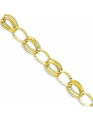 14K Gold Polished and Textured Hollow w/ext. Bracelet 7.5 Inches