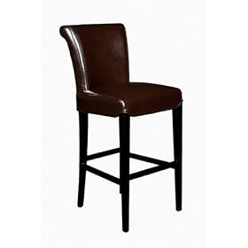 Contemporary Design Cognac Dark Brown Leather Bar Stool by Wholesale Interiors
