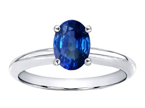 1.00 cts Genuine Sapphire Solitaire Engagement Ring - 14kt White or Yellow Gold